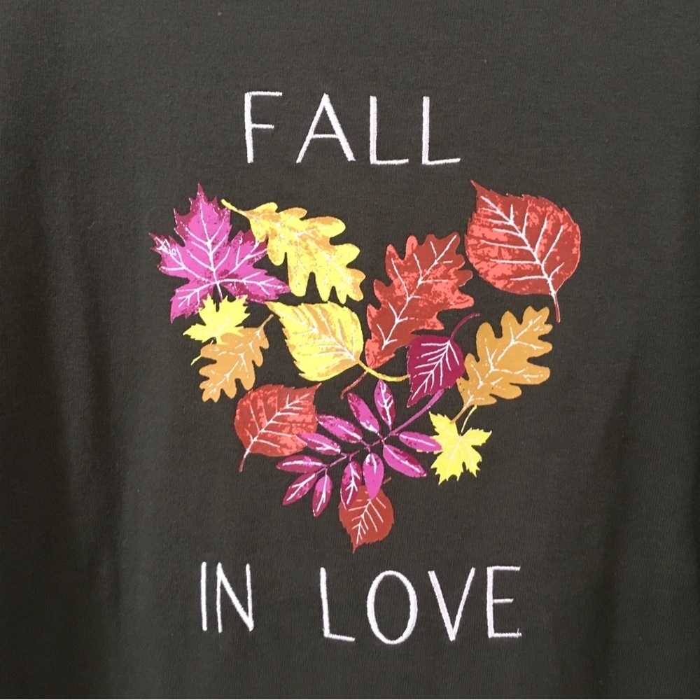 Talbots Cotton Bateau Neck Tee Shirt Fall In Love  Green - Picture 2 of 4